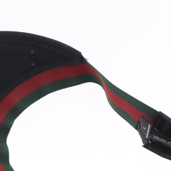 GUCCI Web Sherry Line Sun Visor L Black Auth mr3243