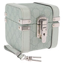 GUCCI GG Supreme Small Beauty Case PVC Light Blue Silver Auth mr3255V-1