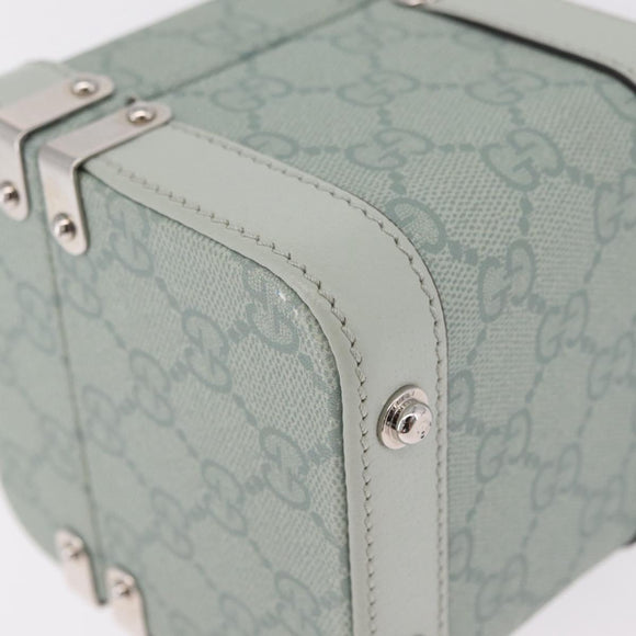 GUCCI GG Supreme Small Beauty Case PVC Light Blue Silver Auth mr3255V