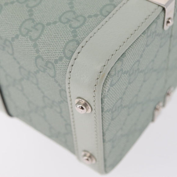 GUCCI GG Supreme Small Beauty Case PVC Light Blue Silver Auth mr3255V