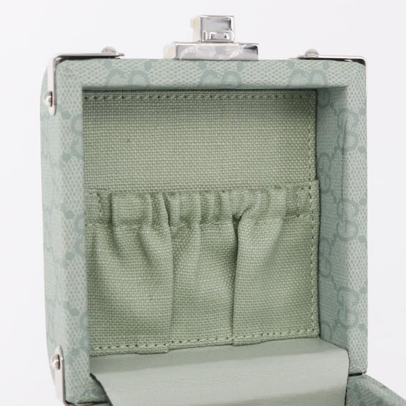 GUCCI GG Supreme Small Beauty Case PVC Light Blue Silver Auth mr3255V
