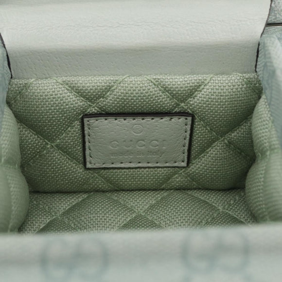 GUCCI GG Supreme Small Beauty Case PVC Light Blue Silver Auth mr3255V