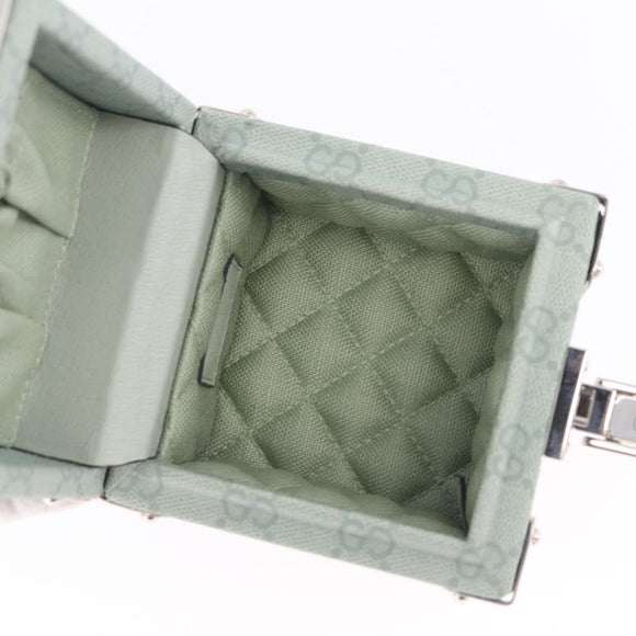 GUCCI GG Supreme Small Beauty Case PVC Light Blue Silver Auth mr3255V