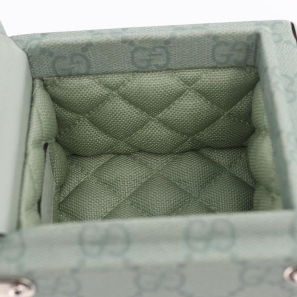 GUCCI GG Supreme Small Beauty Case PVC Light Blue Silver Auth mr3255V