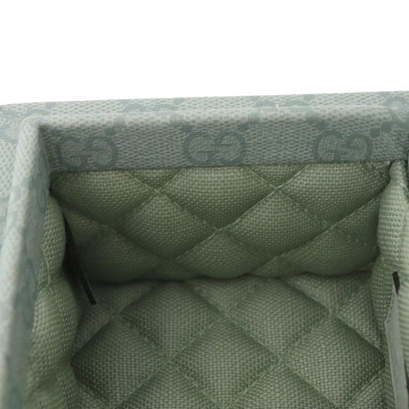 GUCCI GG Supreme Small Beauty Case PVC Light Blue Silver Auth mr3255V