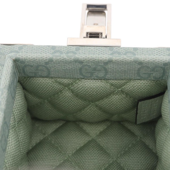 GUCCI GG Supreme Small Beauty Case PVC Light Blue Silver Auth mr3255V