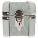 GUCCI GG Supreme Small Beauty Case PVC Light Blue Silver Auth mr3255V-2