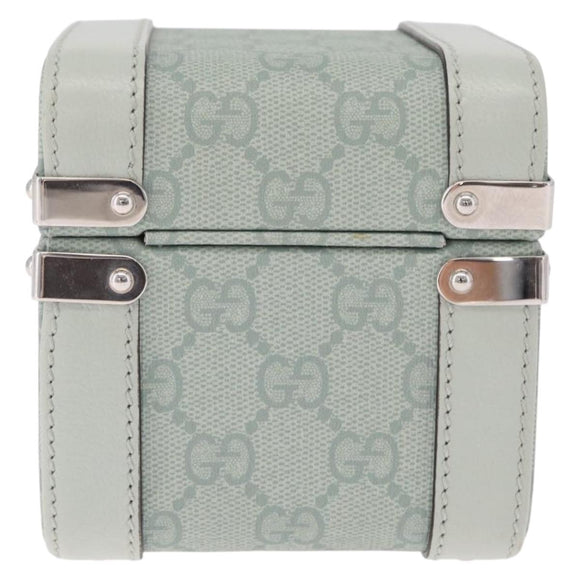 GUCCI GG Supreme Small Beauty Case PVC Light Blue Silver Auth mr3255V