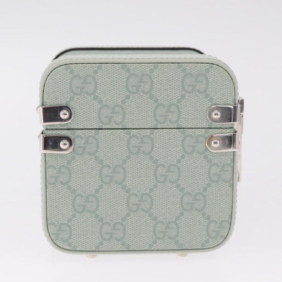 GUCCI GG Supreme Small Beauty Case PVC Light Blue Silver Auth mr3255V