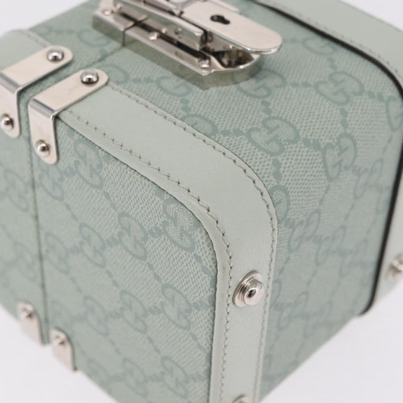 GUCCI GG Supreme Small Beauty Case PVC Light Blue Silver Auth mr3255V
