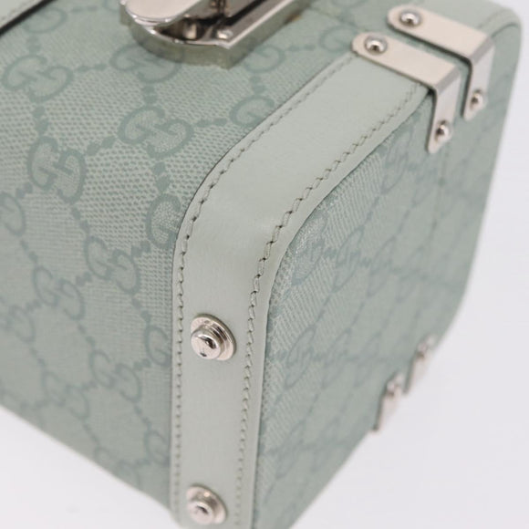 GUCCI GG Supreme Small Beauty Case PVC Light Blue Silver Auth mr3255V