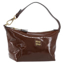 Miu Miu Shoulder Bag Patent Leather Brown Gold Auth mr3256V-1