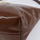 Miu Miu Shoulder Bag Patent Leather Brown Gold Auth mr3256V-10
