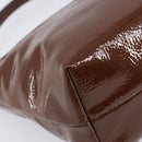 Miu Miu Shoulder Bag Patent Leather Brown Gold Auth mr3256V-11