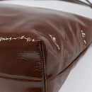 Miu Miu Shoulder Bag Patent Leather Brown Gold Auth mr3256V-12