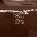 Miu Miu Shoulder Bag Patent Leather Brown Gold Auth mr3256V-15