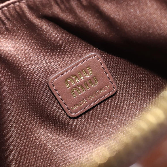 Miu Miu Shoulder Bag Patent Leather Brown Gold Auth mr3256V