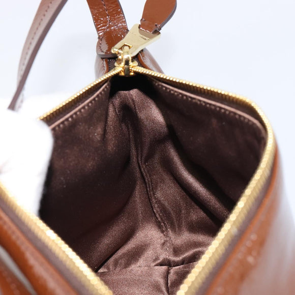 Miu Miu Shoulder Bag Patent Leather Brown Gold Auth mr3256V