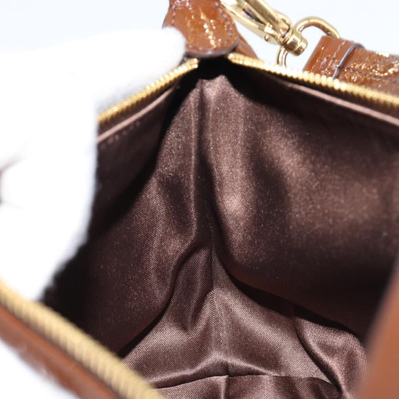 Miu Miu Shoulder Bag Patent Leather Brown Gold Auth mr3256V