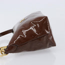 Miu Miu Shoulder Bag Patent Leather Brown Gold Auth mr3256V-5