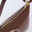 Miu Miu Shoulder Bag Patent Leather Brown Gold Auth mr3256V-6