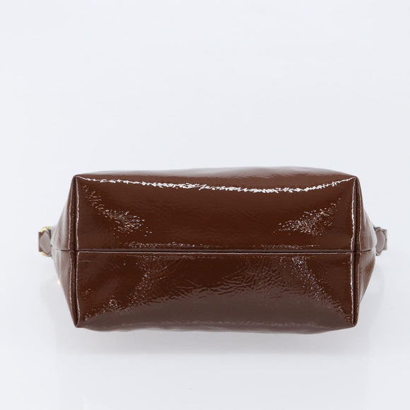 Miu Miu Shoulder Bag Patent Leather Brown Gold Auth mr3256V
