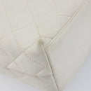 CHANEL Matelasse Chain Shoulder Bag Lamb Skin White Gold CC Auth mr3257-11