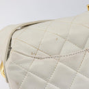 CHANEL Matelasse Chain Shoulder Bag Lamb Skin White Gold CC Auth mr3257-14