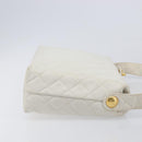 CHANEL Matelasse Chain Shoulder Bag Lamb Skin White Gold CC Auth mr3257-4