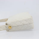 CHANEL Matelasse Chain Shoulder Bag Lamb Skin White Gold CC Auth mr3257-5