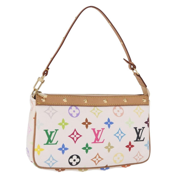 LOUIS VUITTON Multicolor Pochette Accessoires Pouch White M92649 LV Auth mr3258V