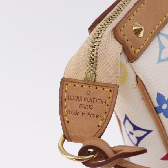 LOUIS VUITTON Multicolor Pochette Accessoires Pouch White M92649 LV Auth mr3258V