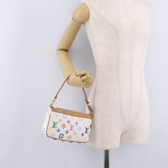 LOUIS VUITTON Multicolor Pochette Accessoires Pouch White M92649 LV Auth mr3258V