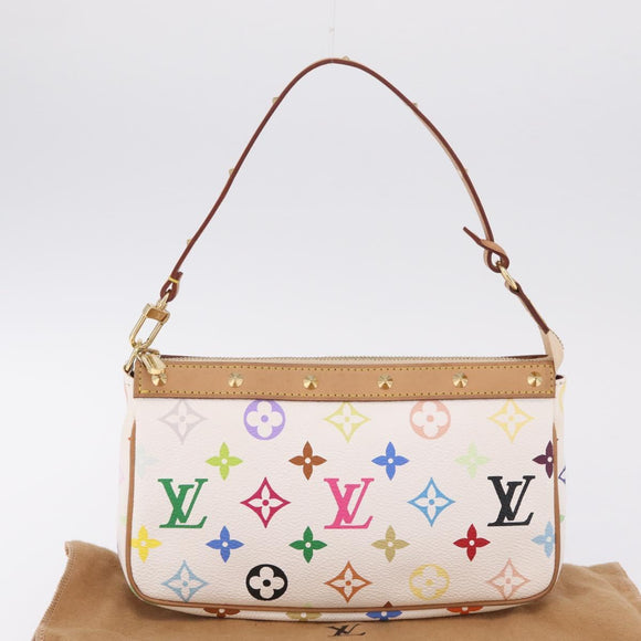LOUIS VUITTON Multicolor Pochette Accessoires Pouch White M92649 LV Auth mr3258V