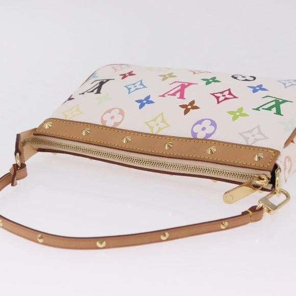 LOUIS VUITTON Multicolor Pochette Accessoires Pouch White M92649 LV Auth mr3258V