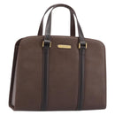 BURBERRY Hand Bag Leather Brown Gold Auth mr3260A-1