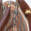 BURBERRY Hand Bag Leather Brown Gold Auth mr3260A-17