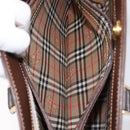 BURBERRY Hand Bag Leather Brown Gold Auth mr3260A-21