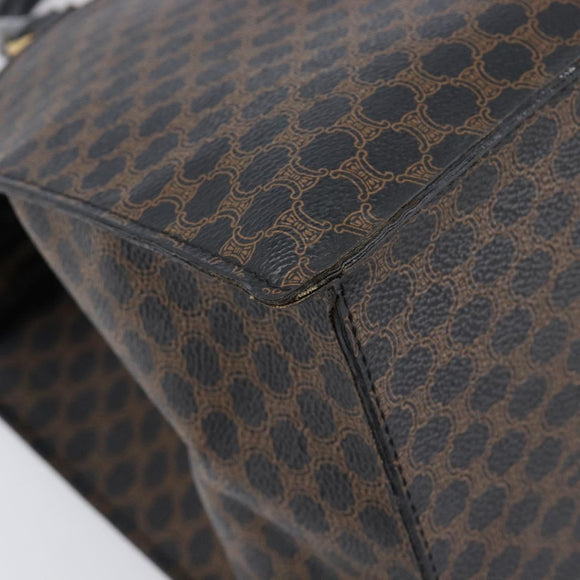 CELINE Macadam Canvas Hand Bag PVC Leather Black Gold Auth mr3265