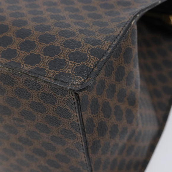 CELINE Macadam Canvas Hand Bag PVC Leather Black Gold Auth mr3265