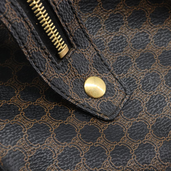 CELINE Macadam Canvas Hand Bag PVC Leather Black Gold Auth mr3265