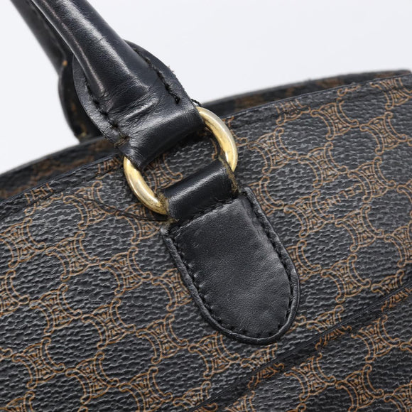 CELINE Macadam Canvas Hand Bag PVC Leather Black Gold Auth mr3265