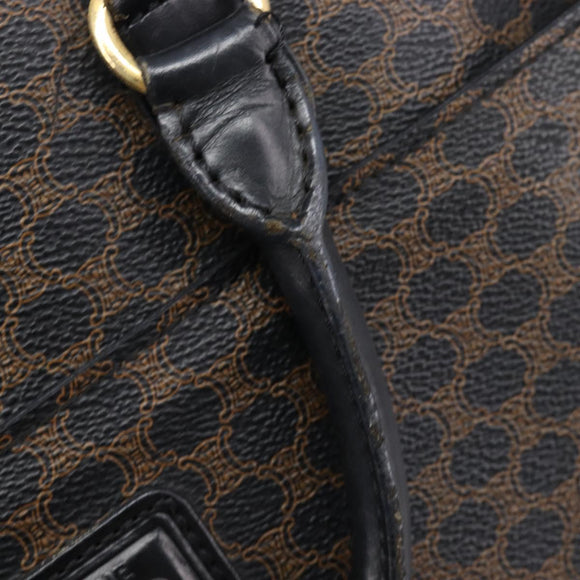 CELINE Macadam Canvas Hand Bag PVC Leather Black Gold Auth mr3265