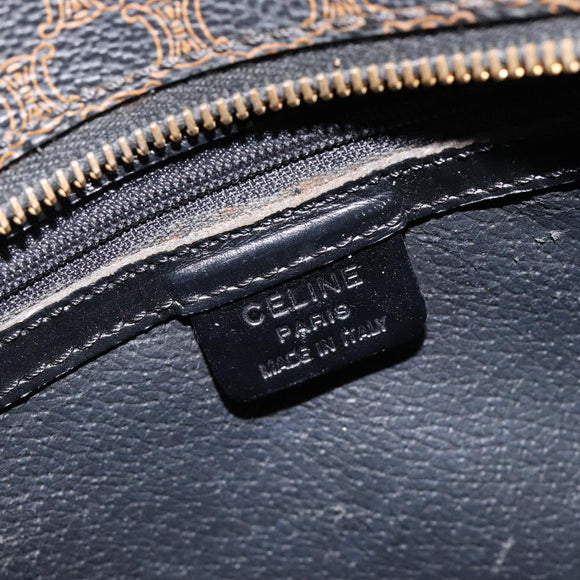 CELINE Macadam Canvas Hand Bag PVC Leather Black Gold Auth mr3265