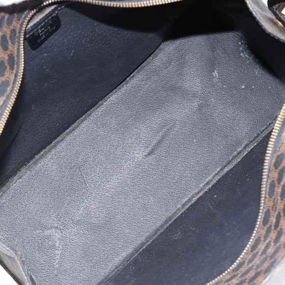 CELINE Macadam Canvas Hand Bag PVC Leather Black Gold Auth mr3265