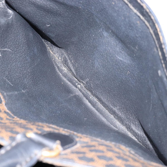 CELINE Macadam Canvas Hand Bag PVC Leather Black Gold Auth mr3265