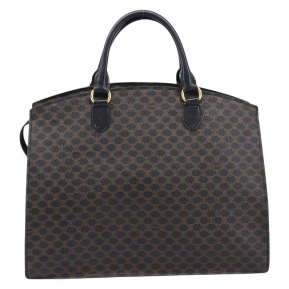 CELINE Macadam Canvas Hand Bag PVC Leather Black Gold Auth mr3265