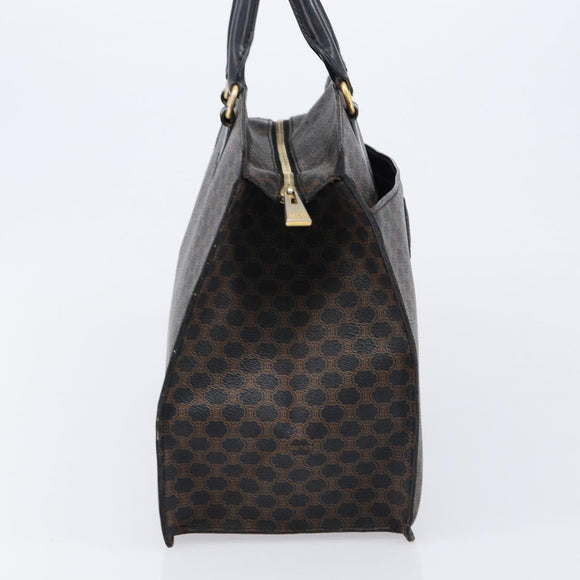 CELINE Macadam Canvas Hand Bag PVC Leather Black Gold Auth mr3265