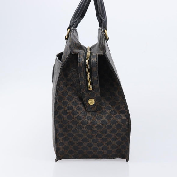 CELINE Macadam Canvas Hand Bag PVC Leather Black Gold Auth mr3265