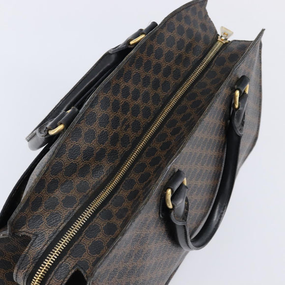 CELINE Macadam Canvas Hand Bag PVC Leather Black Gold Auth mr3265